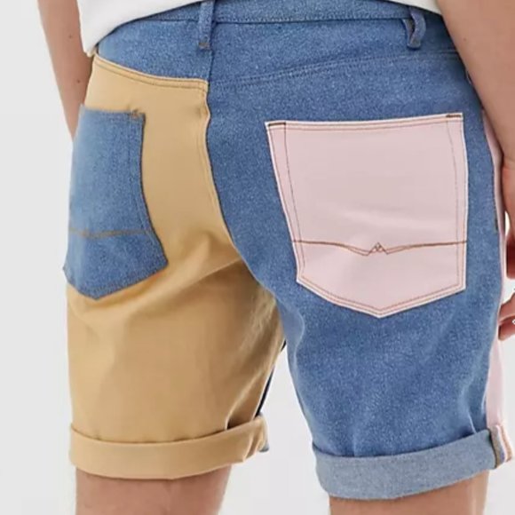ASOS Color Block Denim Shorts - Picture 1 of 4
